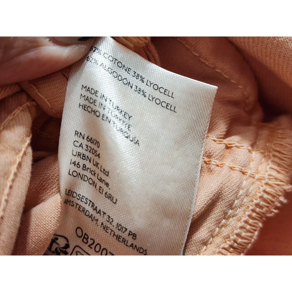 Anthropologie Pilcro Pleated Denim Mini Skirt Orange Fray Hem Button Fly Sz 10